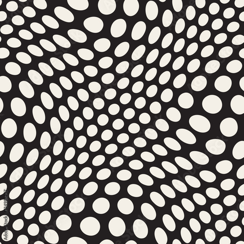 Vector Seamless Irregular Polka Dots Distorted Pattern