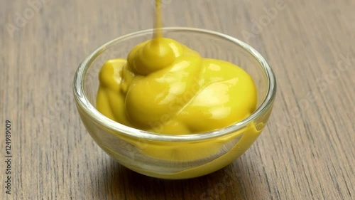 Closeup of spicy flavored mustard condiment for dipping food