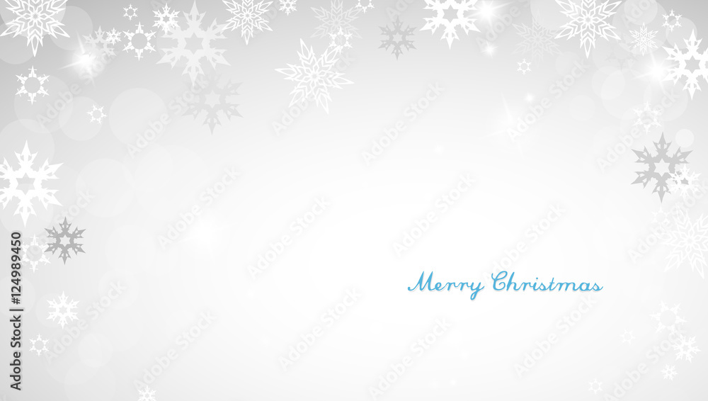 Christmas silver background with snowflakes and decent blue Merr Christmas silver background with snowflakes and decent blue Merr
