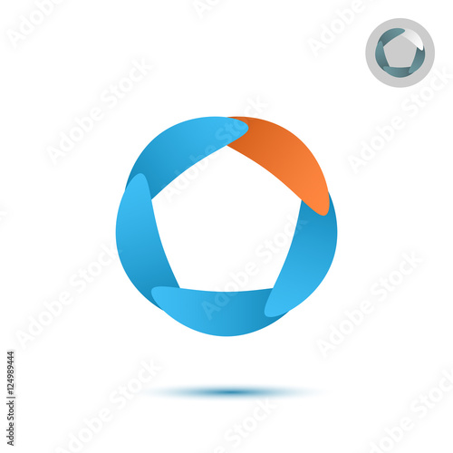 Five segmented circle, o letter logo