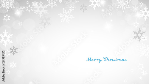 Christmas silver background with snowflakes and decent blue Merr