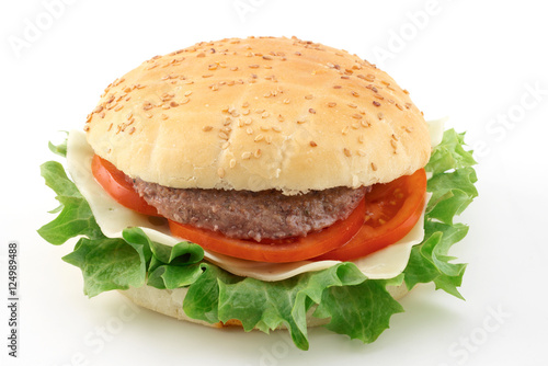 Sandwich con hamburger di manzo , formaggio e verdure