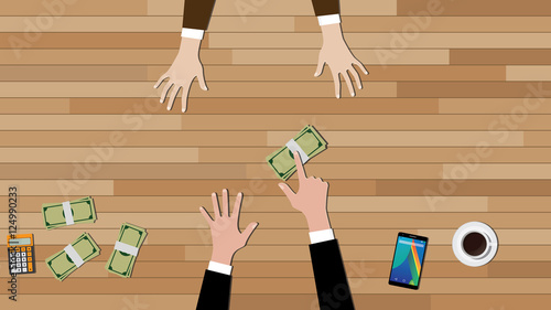 full refund concept illustration with business man give a  cash money to others