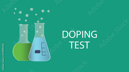 doping test dope concept illustration with laboratory bottle and text