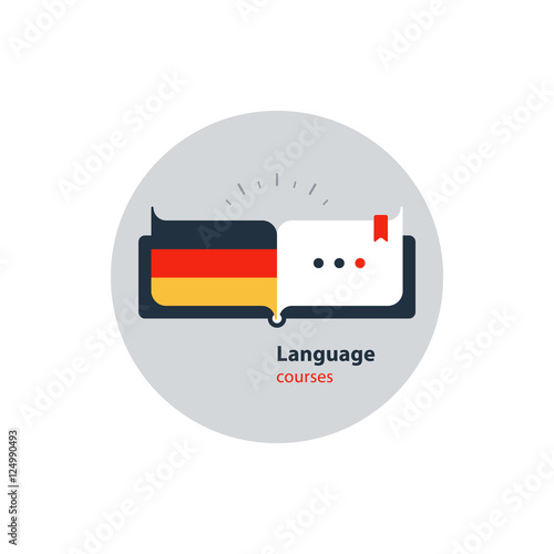German language courses advertising concept. Fluent speaking foreign language