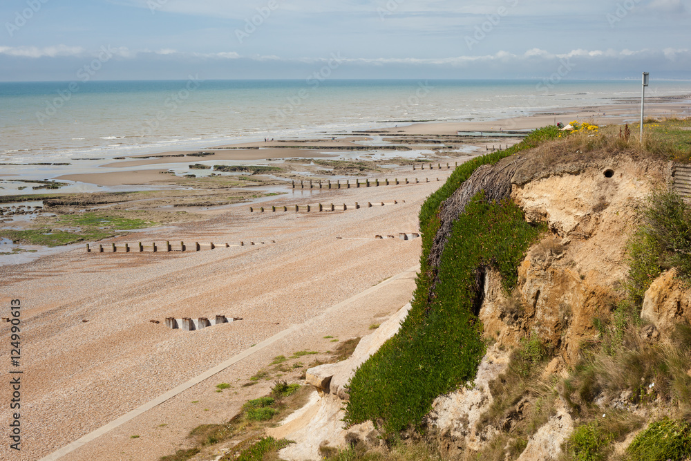 View of Bexhill beach from the clifftop