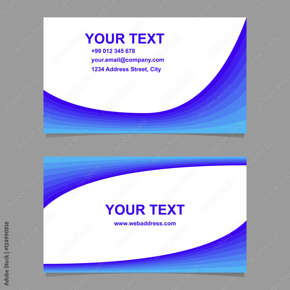 Fototapeta premium Blue wave design business card template set