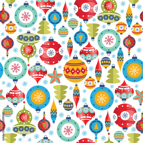 Christmas balls pattern. Vector illustration