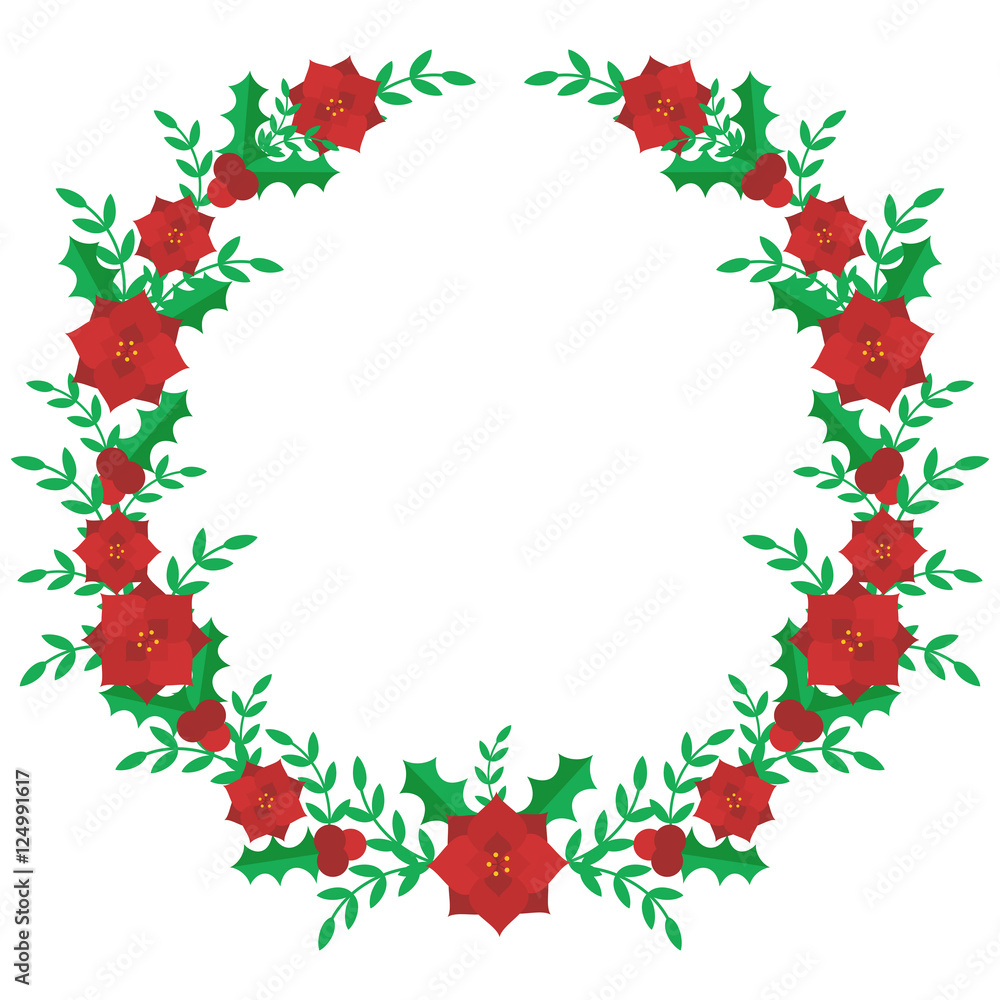 Mistletoe and poinsettia wreath