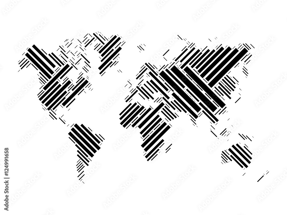 Vector world map mosaic of black blocks on white background. Vector world map mosaic of black blocks on white background.