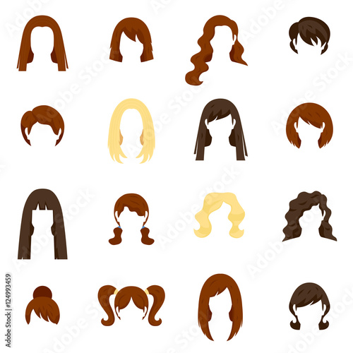 Woman Hair Icons Set