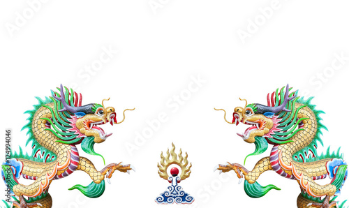 Wallpaper Mural colorful Chinese dragon statue on white background. Torontodigital.ca