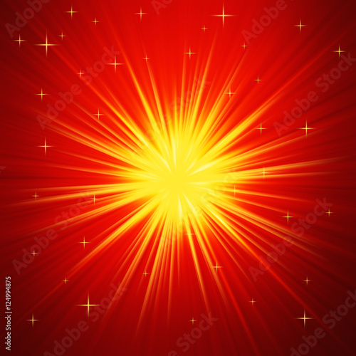 Red and Gold Radial abstract starburst background