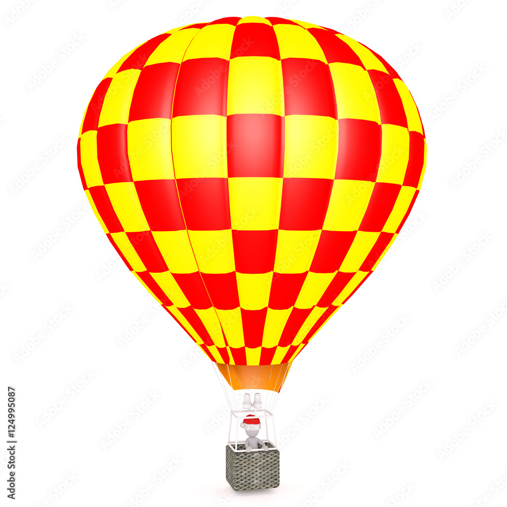 Fototapeta premium 3d men riding in a hot air balloon
