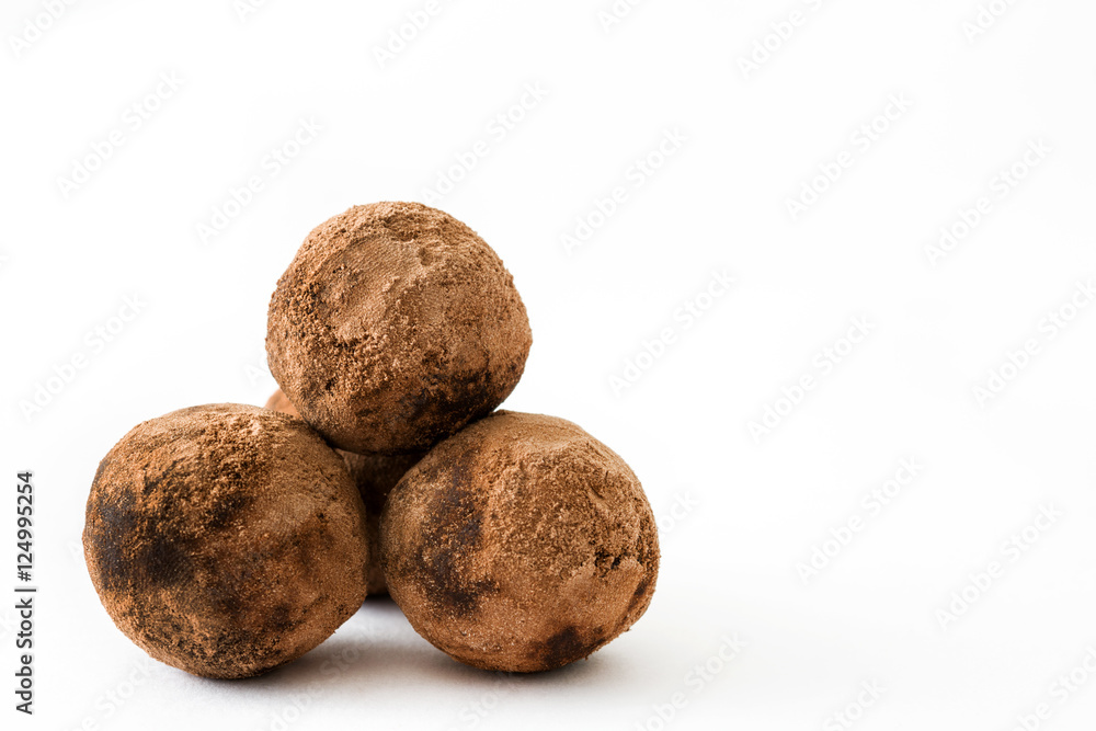 Homemade chocolate truffles isolated on white background
Homemade chocolate truffles isolated on white background