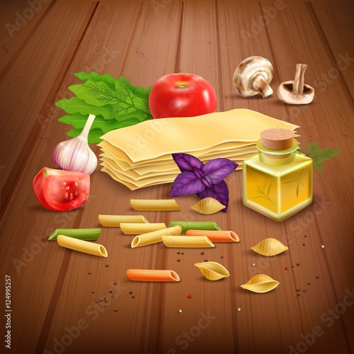 Dry Pasta pasta realistic composition Poster