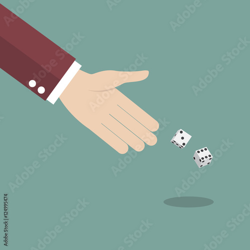 Businessman throwing dice