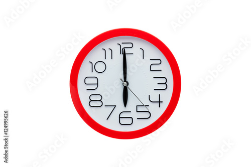 red clock isolated on white background.