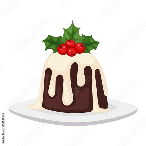 Christmas cake isolated vector icon