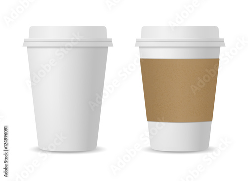 Realistic coffee cup set mockup