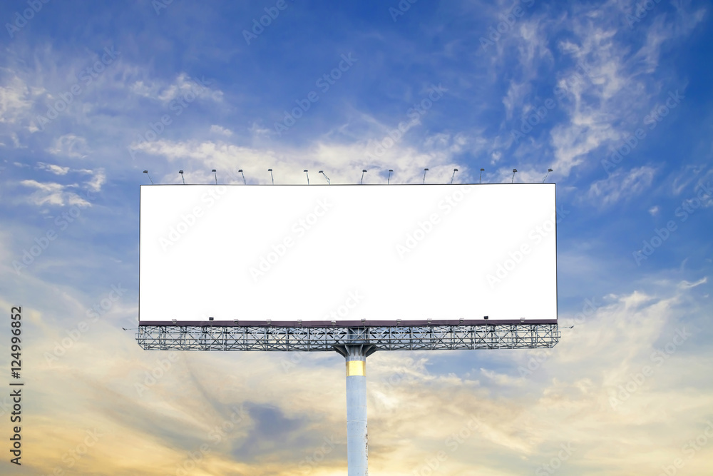 Blank billboard with empty screen on blue sky background. Blank billboard with empty screen on blue sky background.