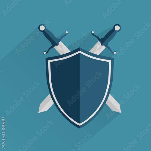 Two swords and shield. EPS10 vector