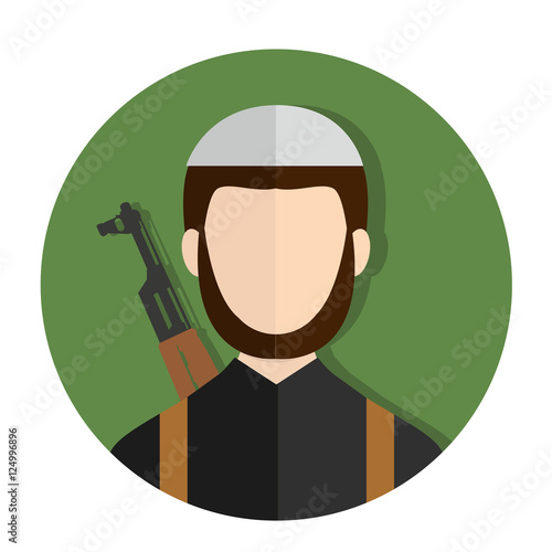Terrorist, extremist with Kalashnikov rifle