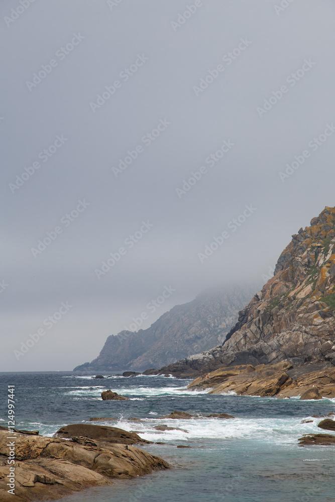 Cliffs and mist, Atlantic Islands National Park,Spain