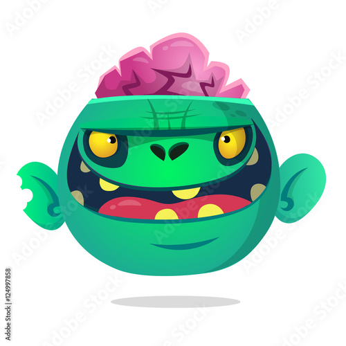 Cartoon zombie head icon. Halloween vector illustration 