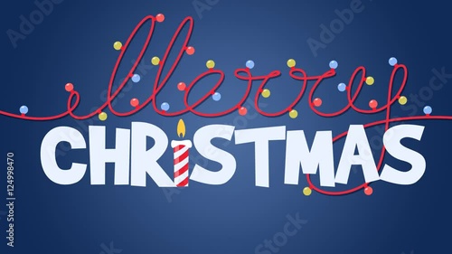 Wallpaper Mural Funny cartoon animation of Merry Christmas. Garlands wire is in shape of word Merry. Two versions on dark blue gradient and transparent backgrounds. PNG+Alpha. Torontodigital.ca