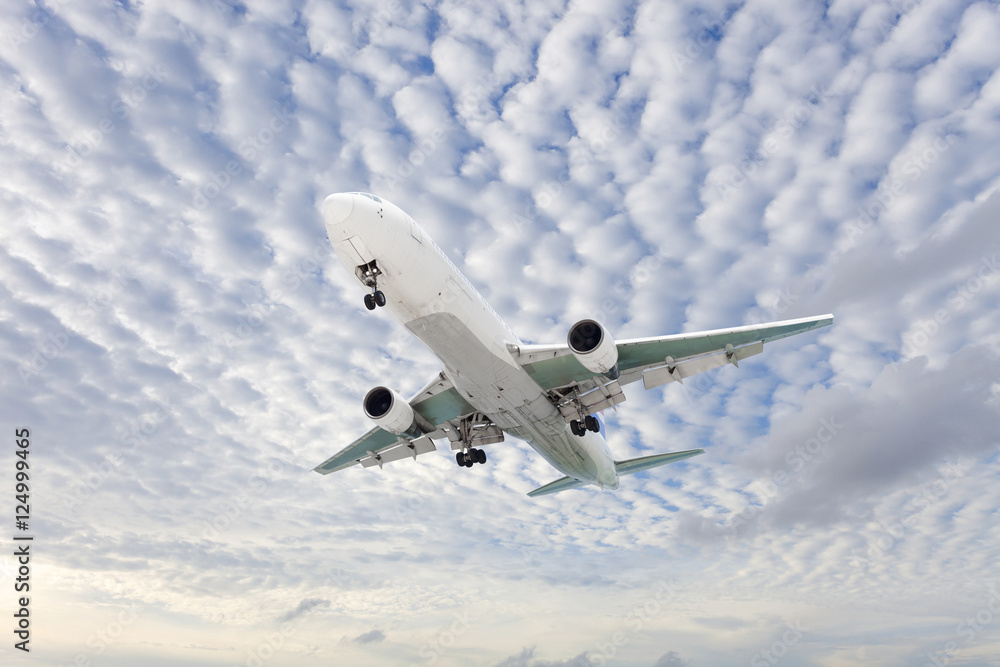 Fototapeta premium Airplane in the sky Good weather day background.