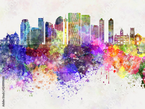 Calgary V2 skyline in watercolor background