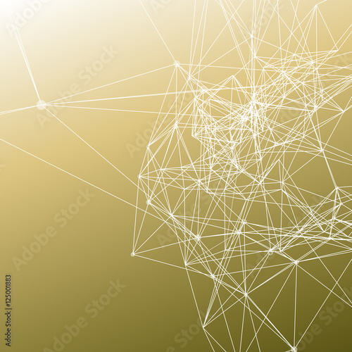 White connecting dots with lines on trendy khaki color gradient