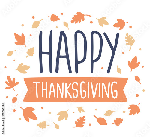 Vector thanksgiving illustration with text happy thanksgiving, r