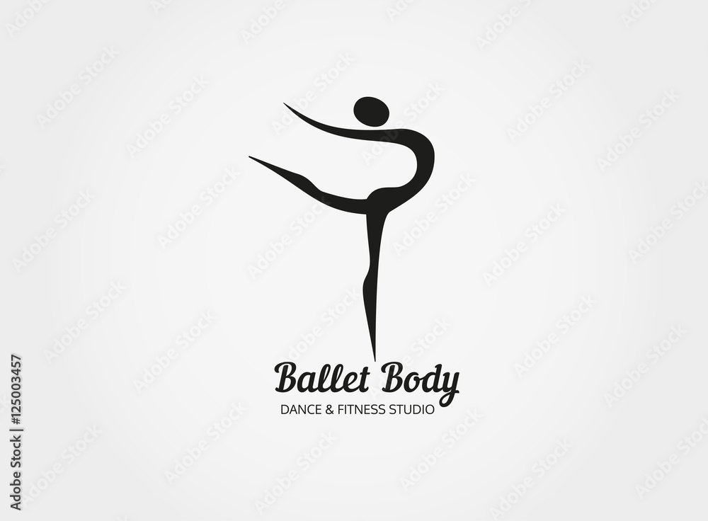 Vettoriale Stock Dance icon concept. Ballet Body studio design template.  People character logo. Fitness class banner background with sign symbol of  abstract stylized ballerina in dancing pose. Vector illustration. | Adobe  Stock