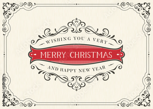 Christmas vintage greeting card with typography design.