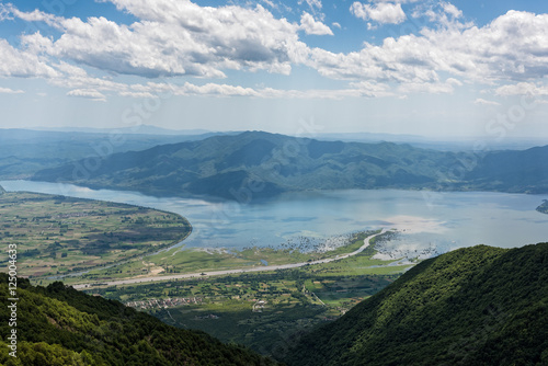 Distant view of Kerkini lake, Greece photo
