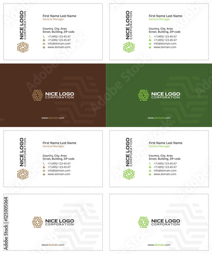 wooden business cards green and brown colors