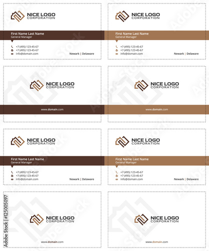 business cards house and square meter brown and beige colors