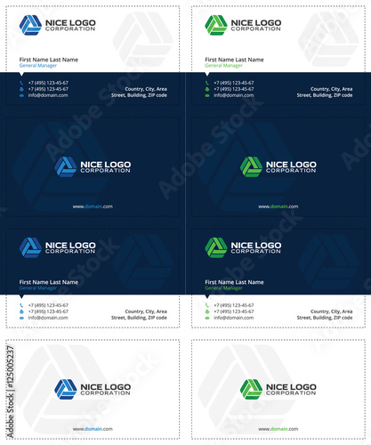 circulation business cards, dark blue, blue and green colors