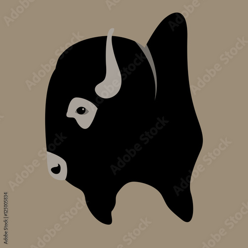 buffalo head vector illustration style Flat