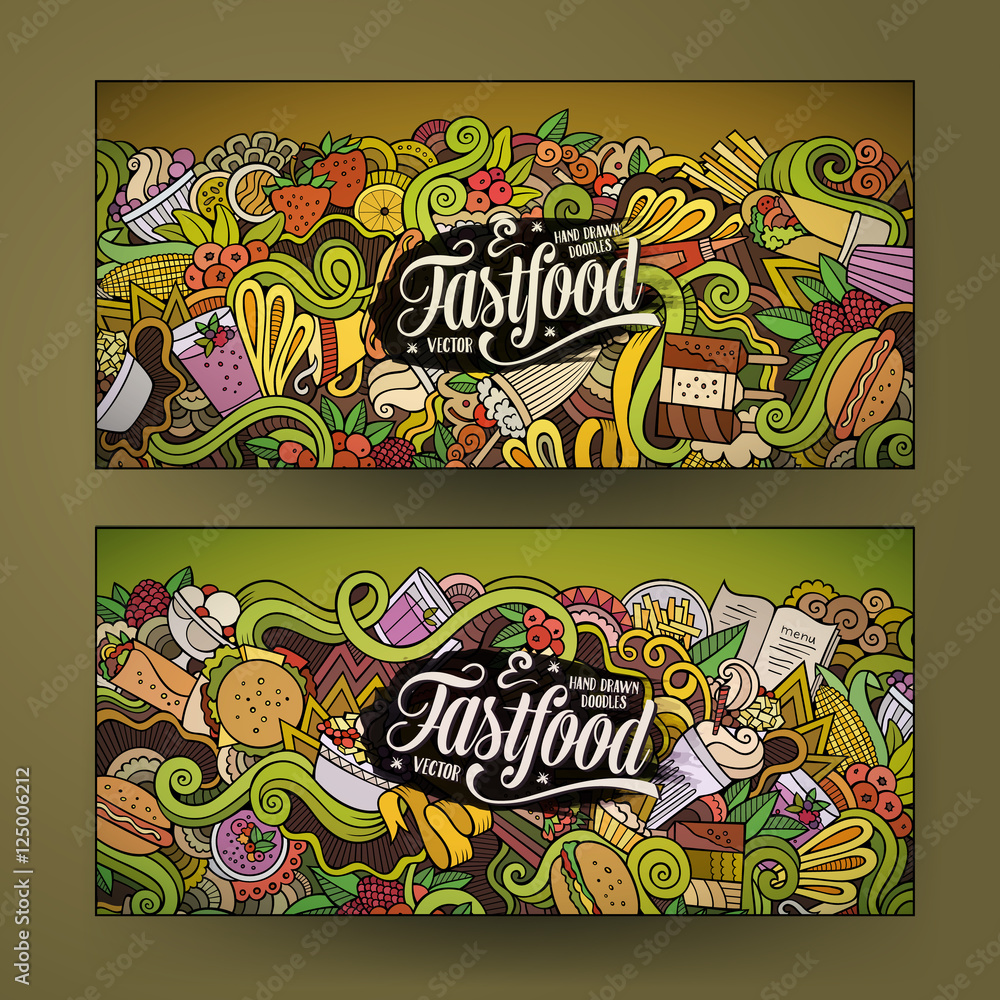 Vector doodles food banners design