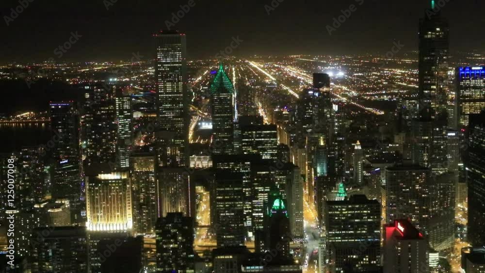 An Aerial of the Chicago skyline after dark An Aerial of the Chicago skyline after dark