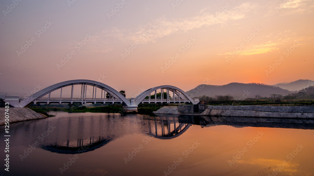 Naklejka premium Morning at Maetha bridge