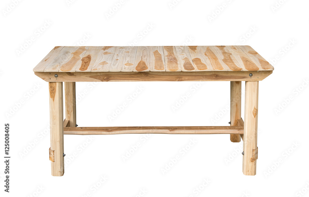 wood table on white background