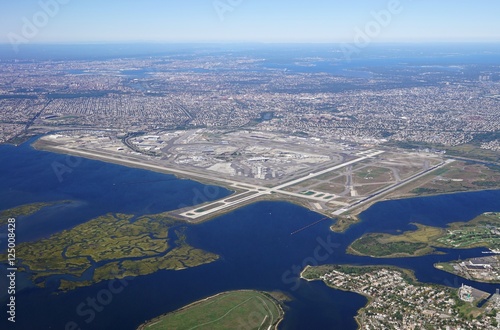 Aerial view of the John F. Kennedy International Airport (JFK) in Queens, New York photo