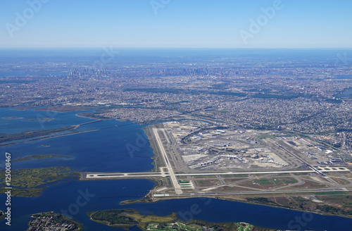 Aerial view of the John F. Kennedy International Airport (JFK) in Queens, New York photo