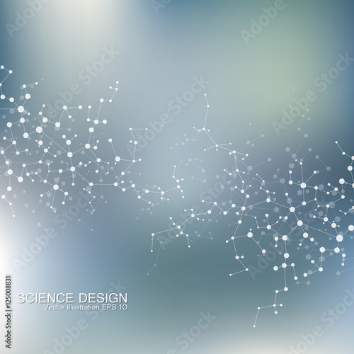 Structure molecule of DNA and neurons. Structural atom. Chemical compounds. Medicine, science, technology concept. Geometric abstract background. Vector illustration for your design.