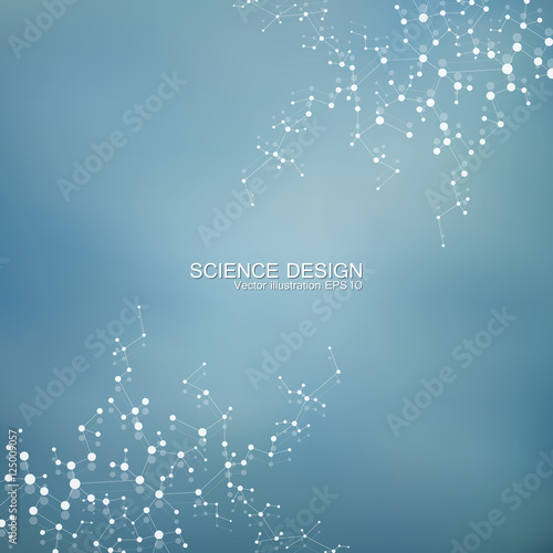 Structure molecule of DNA and neurons. Structural atom. Chemical compounds. Medicine, science, technology concept. Geometric abstract background. Vector illustration for your design.