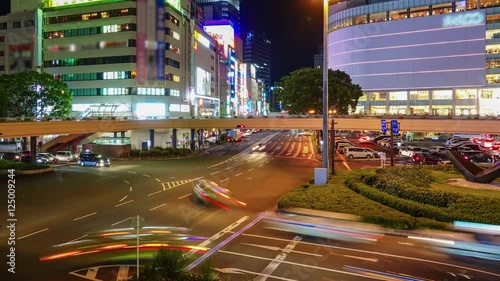 4K Timelapse of traffic in Sendai junction in front of Railway station Sendai Japan